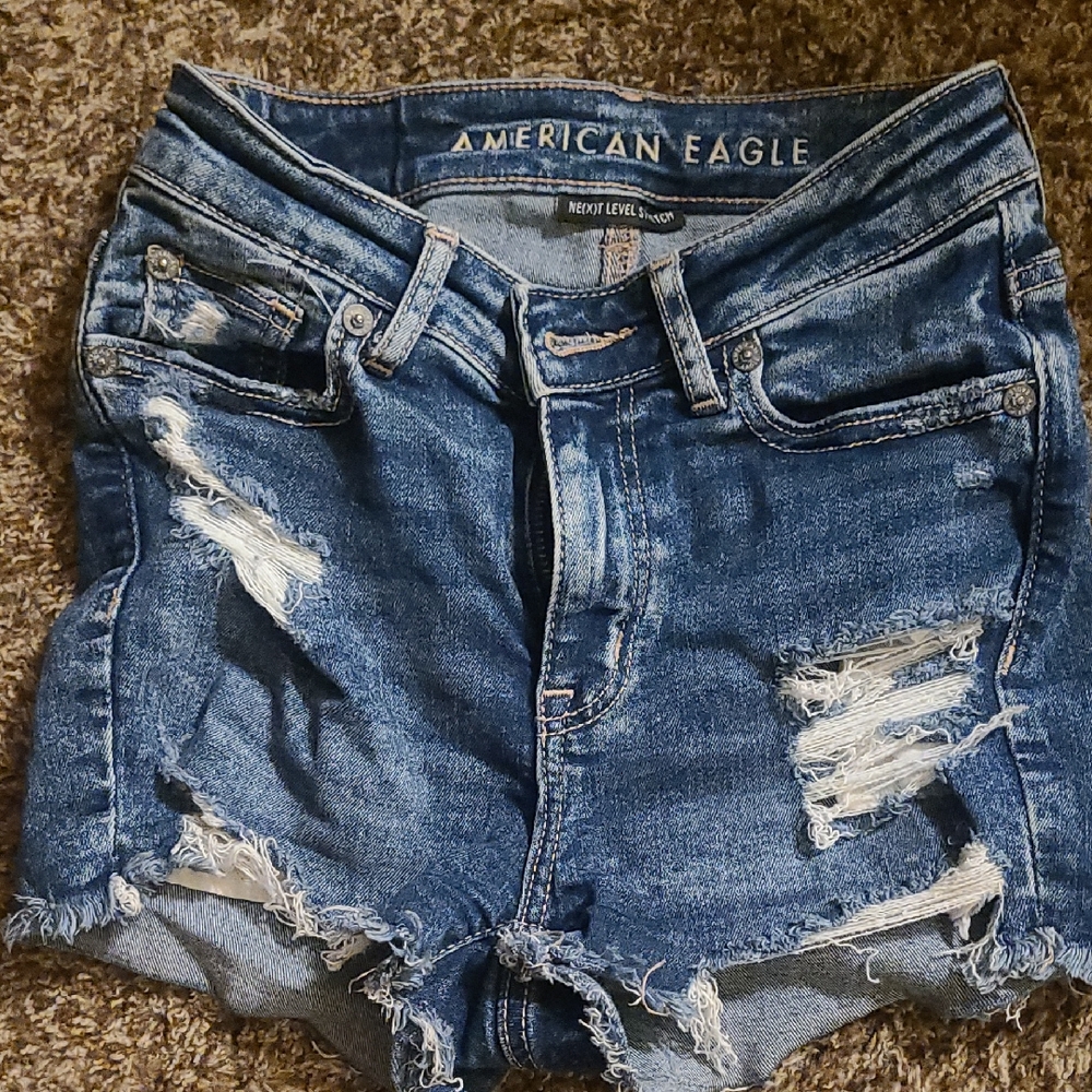American Eagle Outfitters Distressed Blue Jean Shorts